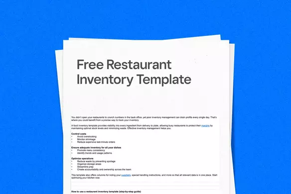 Free Restaurant Inventory Template