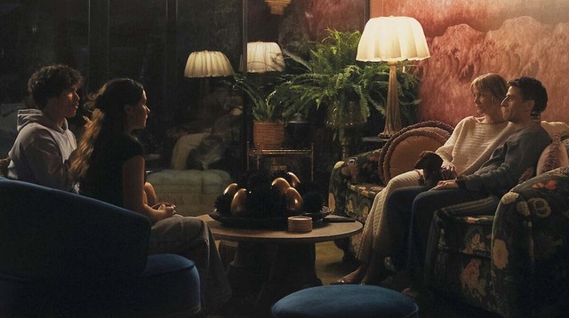 Beef Season 2 still of two couples speaking with eachother in a lounge