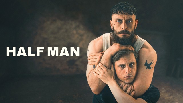 Half Man limited series poster with Half Man in white letters and a man in a chokehold looking unhappy