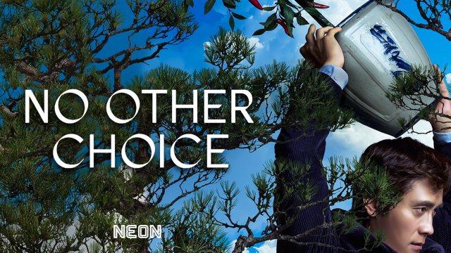 alt="No Other Choice written on a background of a tree, the sky and a man getting ready to throw something above his head"